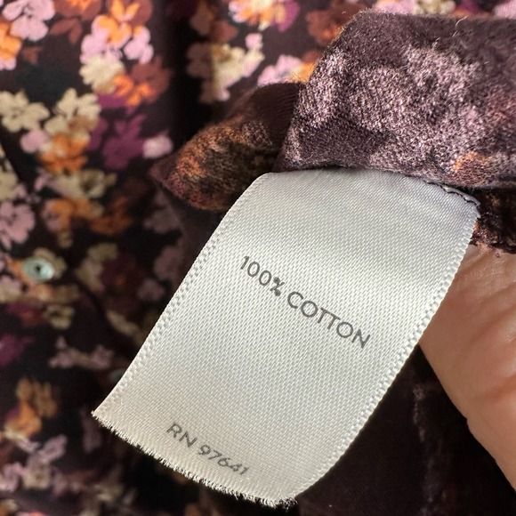 J Jill Top Womens 2X Plus Burgundy Floral Long Sleeve Button Down Casual Office - Picture 8 of 12